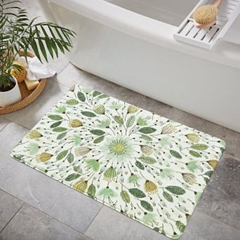 Green Floral Soft Non-Slip Entryway Rug
