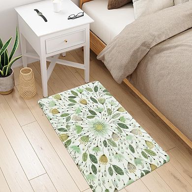 Green Floral Soft Non-Slip Entryway Rug
