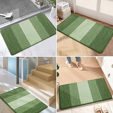 Green Non-Slip Low-Profile Entryway Rug