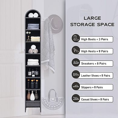 Arched Bookshelf 8-Tier Storage Adjustable Open Display Farmhouse