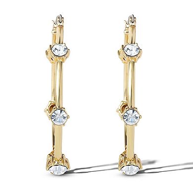 JS Jessica Simpson Large Hoop Crystal Earrings in Gold Tone