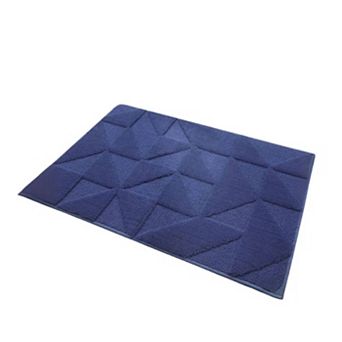 Blue Geometric Low-Profile Washable Mat