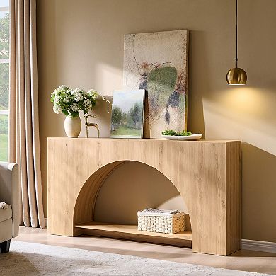 Arched Console Table 2-Tier Entryway Sofa Behind Couch