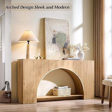 Arched Console Table 2-Tier Entryway Sofa Behind Couch