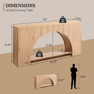 Arched Console Table 2-Tier Entryway Sofa Behind Couch