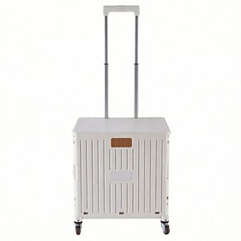 Folding Utility Cart Rolling Crate Collapsible Handcart with Lid