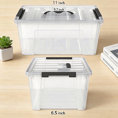 Clear 6-Pack 5L Latch Storage Box with Handle & Lid