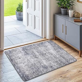 Gray Cloud Faux Fur Entryway Rug