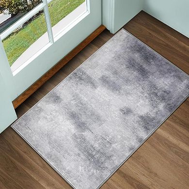 Gray Cloud Faux Fur Entryway Rug