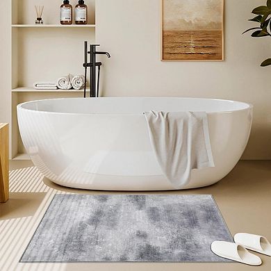 Gray Cloud Faux Fur Entryway Rug