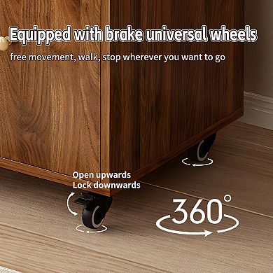 Aurora Ascent Walnut 5-Tier 360-Degree Rotating Bookshelf with Storage Drawer