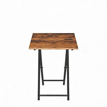 Folding TV Tray Rustic Wood Portable Snack Side Table