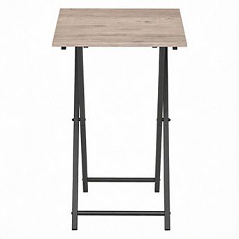 Folding TV Tray Rustic Wood Portable Snack Side Table