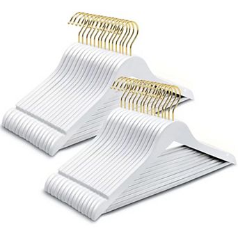 30 pc Wooden Hangers Non-slip Pant Bar Coat Shirt Jacket Dress