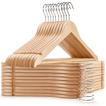 30 pc Wooden Hangers Non-slip Pant Bar Coat Shirt Jacket Dress