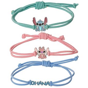 Disney Lilo & Stitch Bracelet 3 pc Set, Stitch and Angel Cord Friendship Bracelet