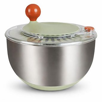 5-qt Stainless Steel Salad Spinner, Vegetable & Fruit Washer with Non-Slip Base
