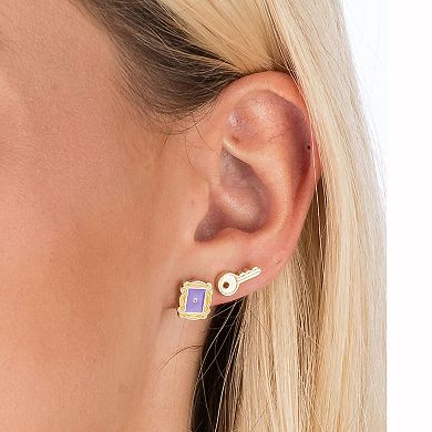 Friends TV Show Stud Earring 2 Pair Set, Friends Peephole Frame and Key Studs