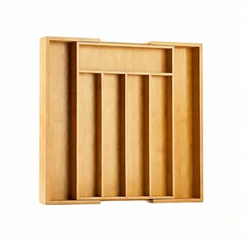 Expandable Bamboo Drawer Cutlery Tray for Kitchen Flatware