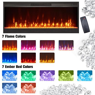 150 lbs Farmhouse Fireplace TV Stand with LED Lights