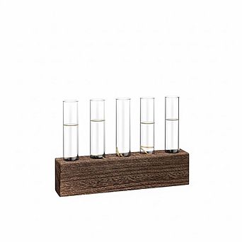 5-Tube Dark Brown Wooden Terrarium Frame