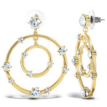 JS Jessica Simpson Orbital Crystal Drop Earrings in Gold Tone