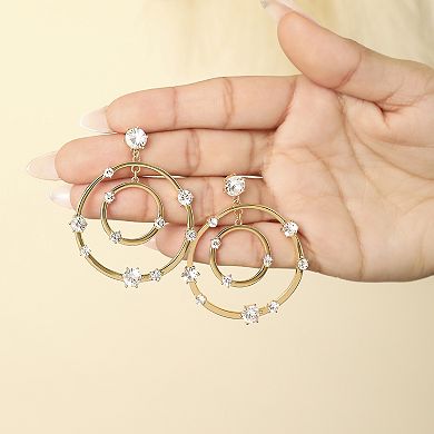JS Jessica Simpson Orbital Crystal Drop Earrings in Gold Tone