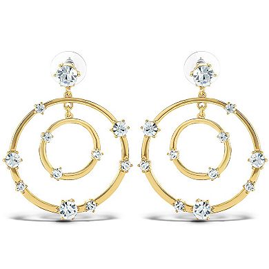 JS Jessica Simpson Orbital Crystal Drop Earrings in Gold Tone