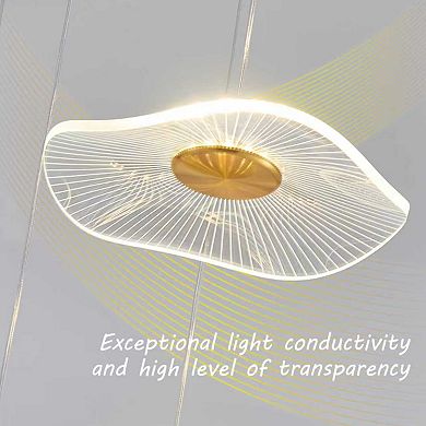 Gold Spiral Lotus Chandelier Dimmable Modern LED Pendant Light High Ceiling Chandeliers