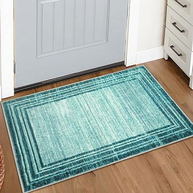 Teal Stain Resistant Entryway Rug