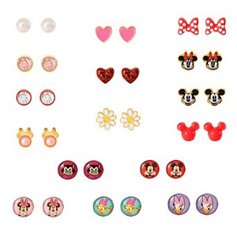 Disney Mickey, Minnie Mouse & Friends Stud Earrings Pack 16 Pairs - Officially Disney Licensed