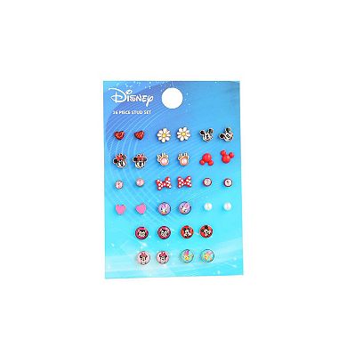 Disney Mickey, Minnie Mouse & Friends Stud Earrings Pack 16 Pairs - Officially Disney Licensed
