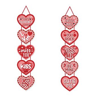 2 pc Red Valentine's Day Door Hanger Decor - Love & Romance Banners for Weddings, Parties