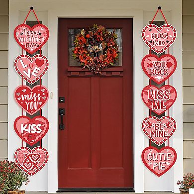 2-Pc Red Valentine's Day Door Hanger Decor - Love & Romance Banners for Weddings, Parties