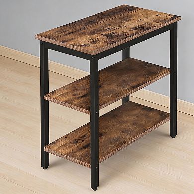 Rustic 3-Tier End Table Small Nightstand 11lb 16" Industrial