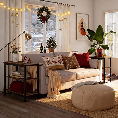 Rustic 3-Tier End Table Small Nightstand 11lb 16" Industrial