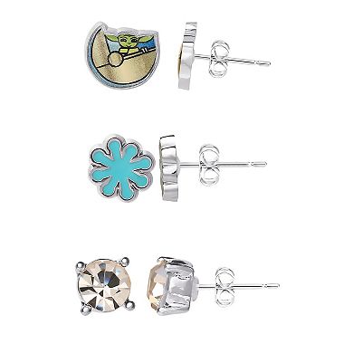 Star Wars The Mandalorian 3 Pairs Stud Earrings Set, Oficially Licensed