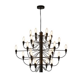 Modern Black Chandelier Farmhouse Candle Light Fixture Rustic Pendant Lighting