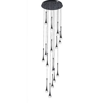 Black Modern Crystal Chandelier High Ceiling Spiral Crystal Raindrop Light Fixture