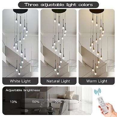 Black Modern Crystal Chandelier High Ceiling Spiral Crystal Raindrop Light Fixture