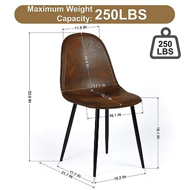 Homy Casa Upholstered Set of 4 Dining Chairs with Ergonomic Back and Metal Legs