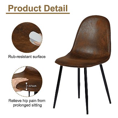 Homy Casa Upholstered Set of 4 Dining Chairs with Ergonomic Back and Metal Legs