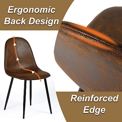 Homy Casa Upholstered Set of 4 Dining Chairs with Ergonomic Back and Metal Legs