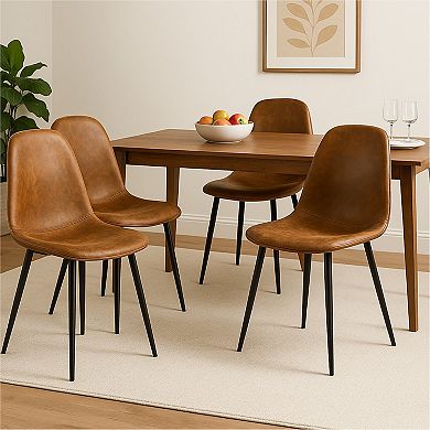 Homy Casa Upholstered Set of 4 Dining Chairs with Ergonomic Back and Metal Legs