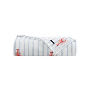 Nautica Lobster Watercolor Stripes Throw Blanket