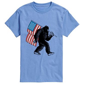 Men's Sasquatch With American Flag Graphic Tee