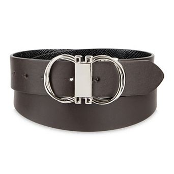 Women's LC Lauren Conrad Reversible Leather Horse Bit Buckle Casual Belt