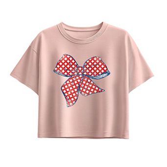 Girls 7-16 Rock, Paper, Scissors Bow Boxy Tee