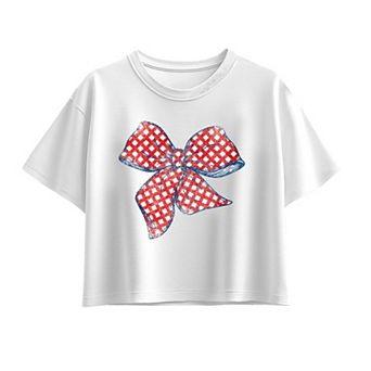 Girls 7-16 Rock, Paper, Scissors Bow Boxy Tee