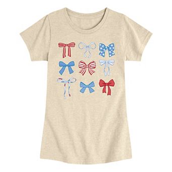 Girls 7-16 Americana Bows Grid Graphic Tee